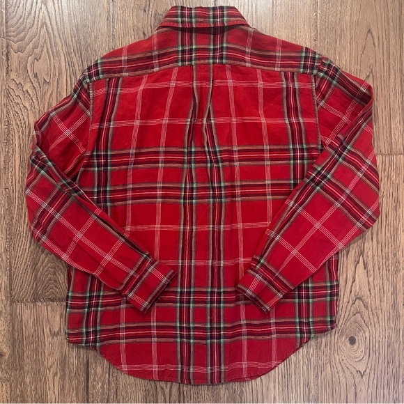 Vintage Lauren Ralph Lauren linen plaid shirt red long sleeve Size Small Holiday - Picture 4 of 4
